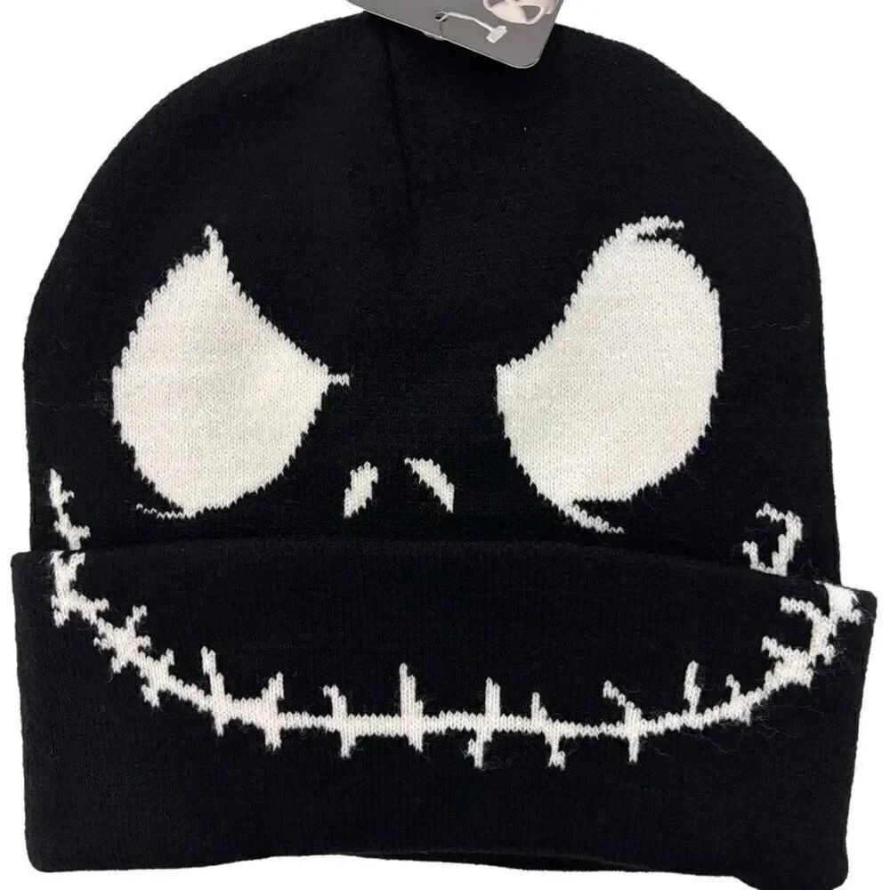 Disney The Nightmare Before Christmas jack skeleton face beanie hat black new